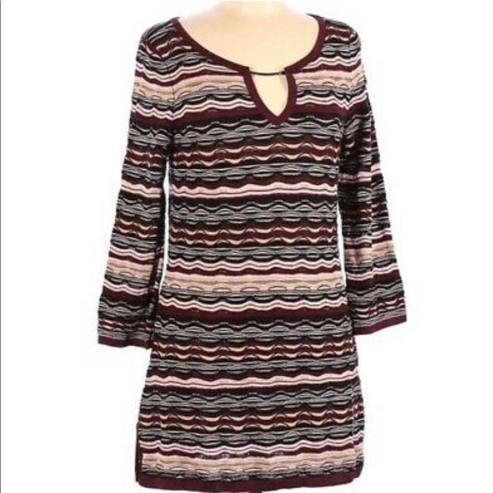 White House Black Market Mini Maroon Sweater Dress - Picture 3 of 4